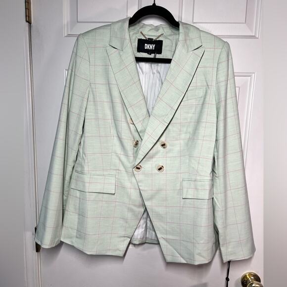DKNY Women’s double breasted blazer in mint green - size 14 - Picture 8 of 11